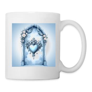 Cadre décoratif en forme de cœur de style baroque bleu - Mug blanc - blanc - Droite