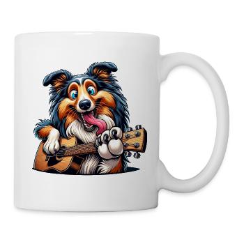 Drôle de collie avec guitare chien musique - Mug blanc - blanc - Droite
