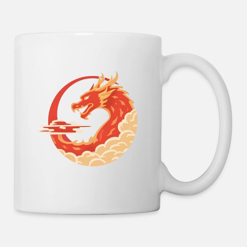 Feuriger Drachenschwung - Chinese Design Dragon - Tasse - Weiß