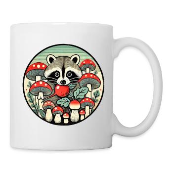 Whimsical Raccoon Among Red Mushrooms - Mug - white - Right