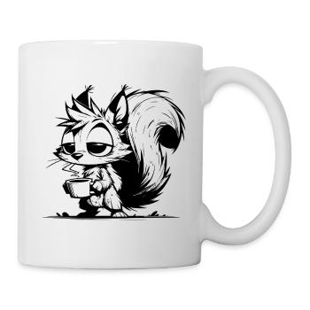 Bitte nicht stören – Eichhörnchen Kaffeezeit - Tasse - Weiß - Rechts