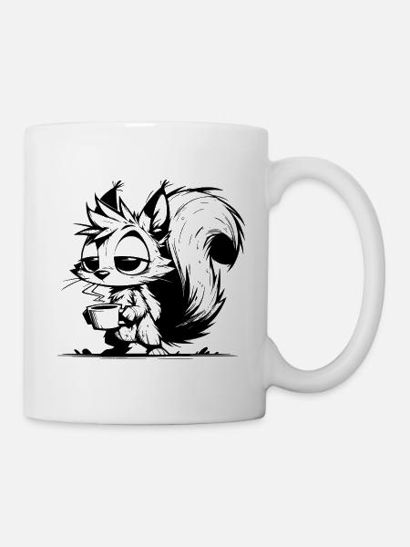 Bitte nicht stören – Eichhörnchen Kaffeezeit - Tasse - Weiß