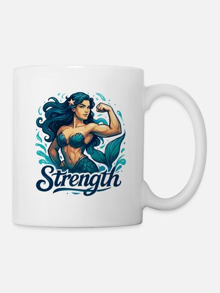 Starke Meerjungfrau Nixe Wasserfrau Geschenk - Tasse - Weiß