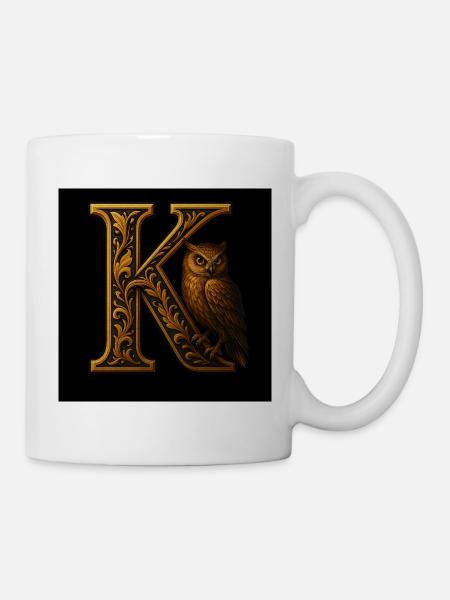 K – Magisches Ornament mit Eule - Tasse - Weiß