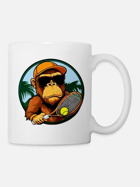 Affen Tennisspieler / Tennis Affe - Tasse - Weiß