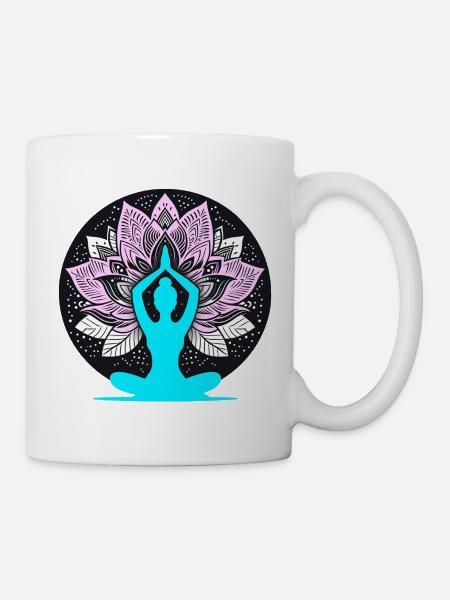 Meditative Yoga Lotus Design - Tasse - Weiß