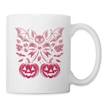 Halloween Fledermaus mit Kürbis Kirschen - Tasse - Weiß - Rechts