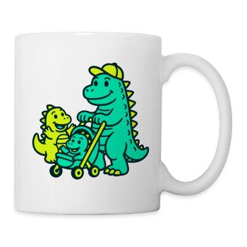 Papa dragon avec enfants dragons - Mug blanc - blanc - Droite
