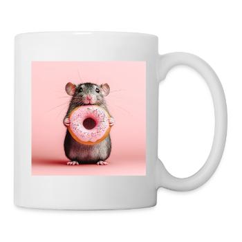 Cute mouse with colorful donut - Mug - white - Right