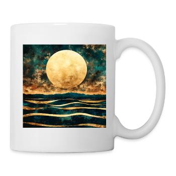 Golden Moon on Watercolor Horizon - Mug - white - Right