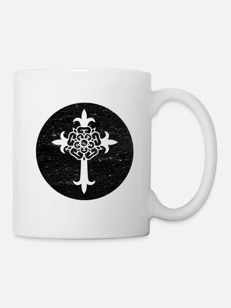 Croix Rose-Croix cercle noir illustration - Mug blanc - blanc