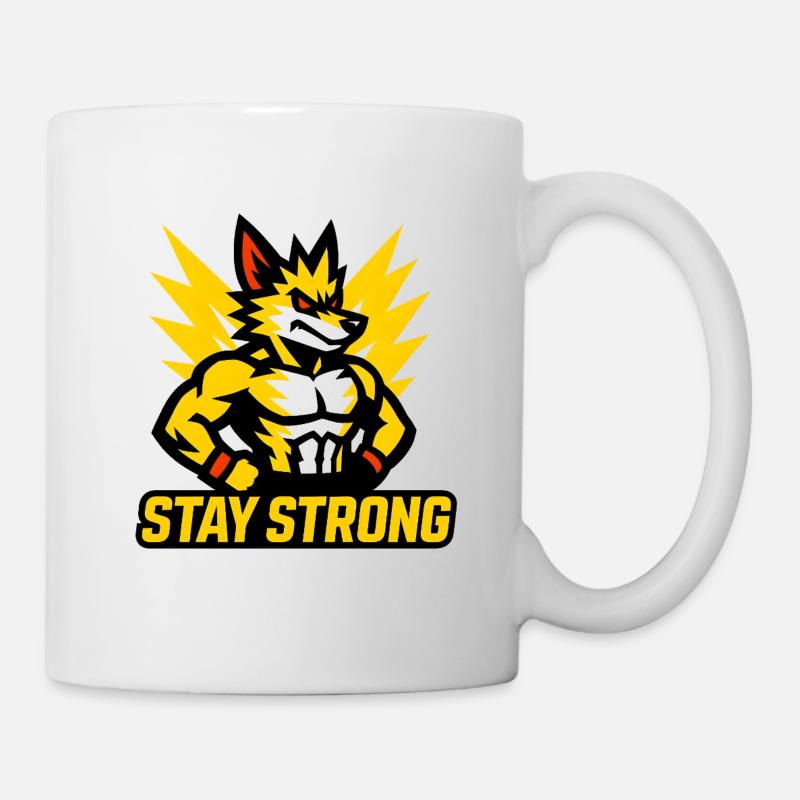 Kraftvoller Wolf mit Blitzmotiven - Tasse - Weiß