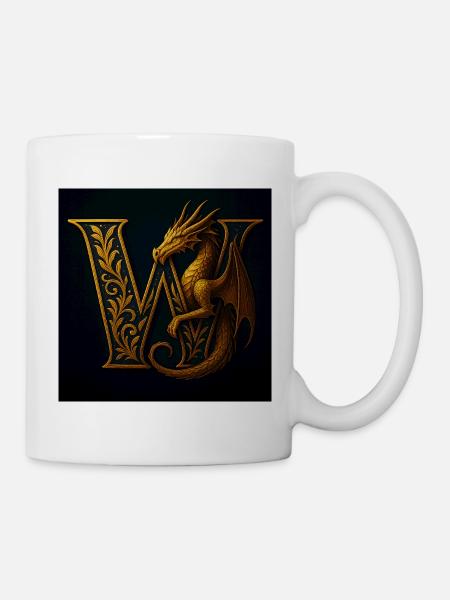W – Magic Ornament with Dragon - Mug - white