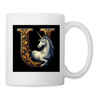 U – Magisches Ornament mit Einhorn - Tasse - Weiß - Rechts