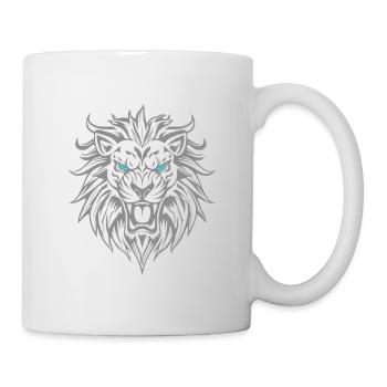 Majestätischer Löwenkopf mit blauen Augen - Tasse - Weiß - Rechts