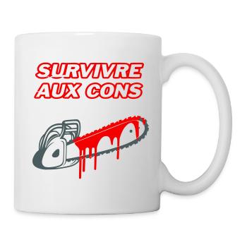 Survivre aux cons - Mug blanc - blanc - Droite