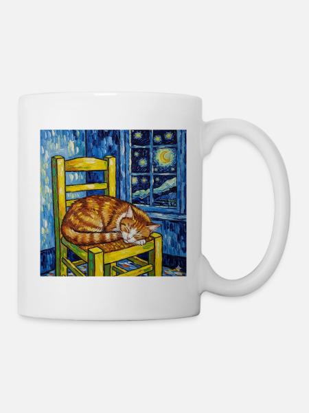 Kat van Gogh Ciel étoilé - Mug blanc - blanc