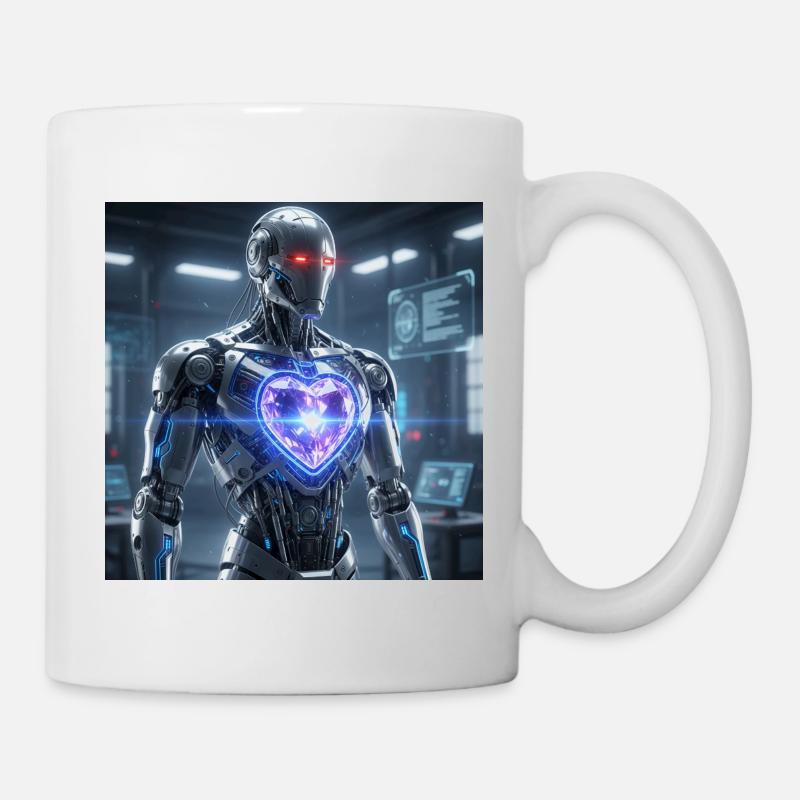 Futuristischer Roboter mit Lichteffekt - Tasse - Weiß