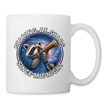 Weltraum-Raccoon mit Fernrohr  - Tasse - Weiß - Rechts