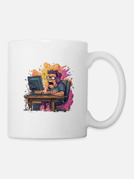 Gaming Rage Explosion – Gamer in Rage Mode - Mug - white