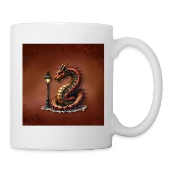 Steampunk dragon with lamppost - Mug - white - Right