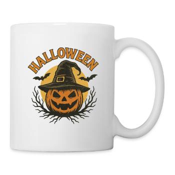 Halloween Kürbiskopf mit Hexenhut Design - Tasse - Weiß - Rechts