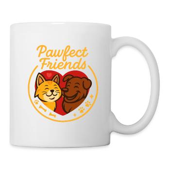 Hunde und Katze Freundschaft Motiv - Tasse - Weiß - Rechts