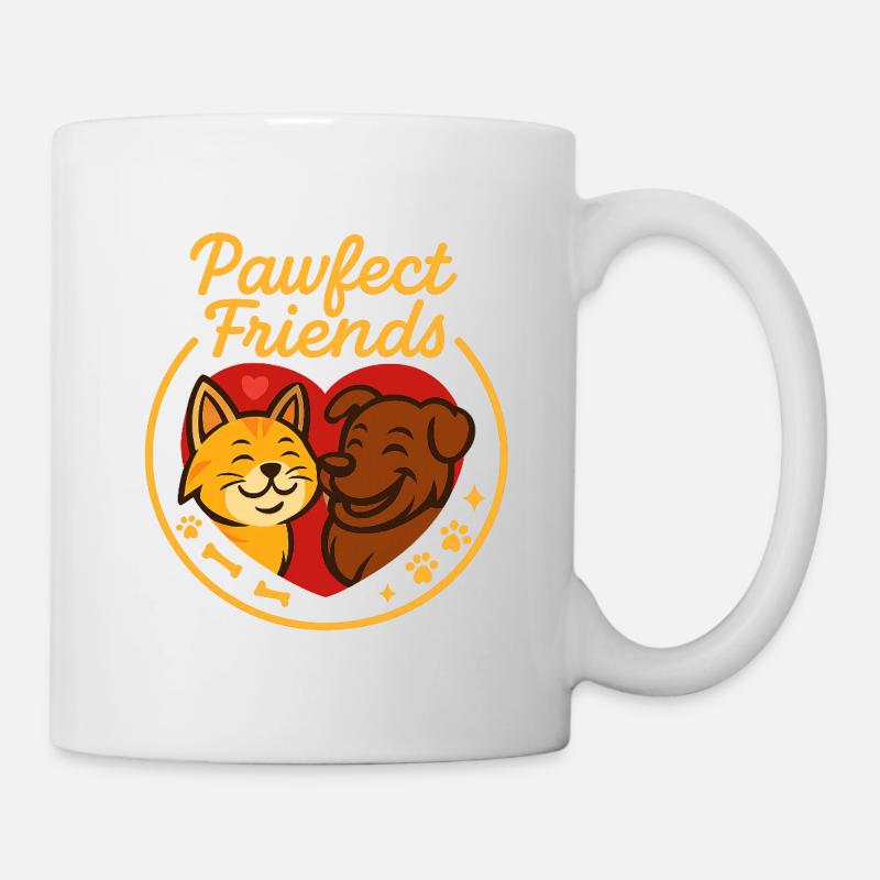 Hunde und Katze Freundschaft Motiv - Tasse - Weiß