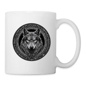 Nordischer Wolf Wikinger Runen - Tasse - Weiß - Rechts