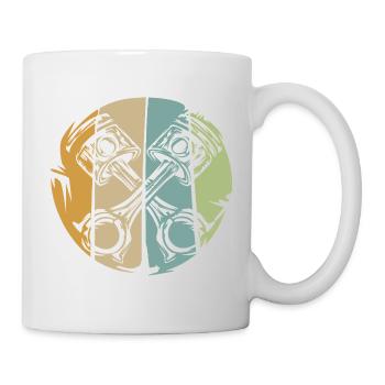 Retro piston engine design for bikers - Mug - white - Right