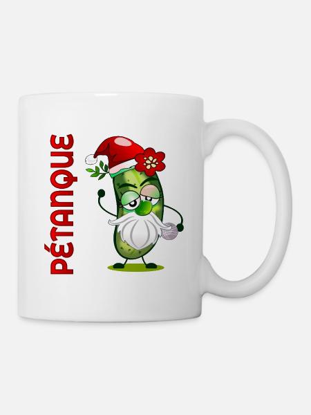 Noël pétanque Boule Cornichons - Mug blanc - blanc