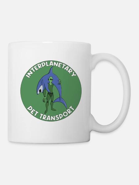 Interplanetarischer Tiertransport-Abzeichen Hai - Tasse - Weiß