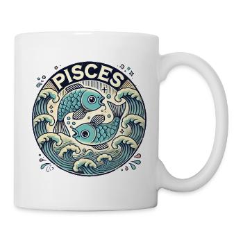 Fische Sternzeichen Fisch Kunst Design - Tasse - Weiß - Rechts