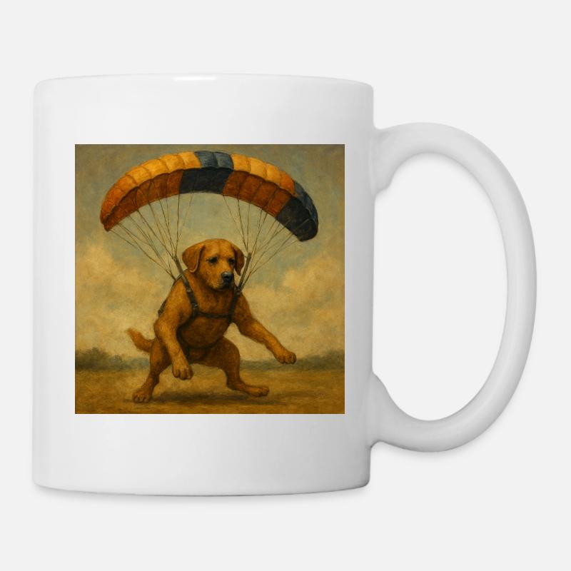 Puppy with parachute illustration - Mug - white