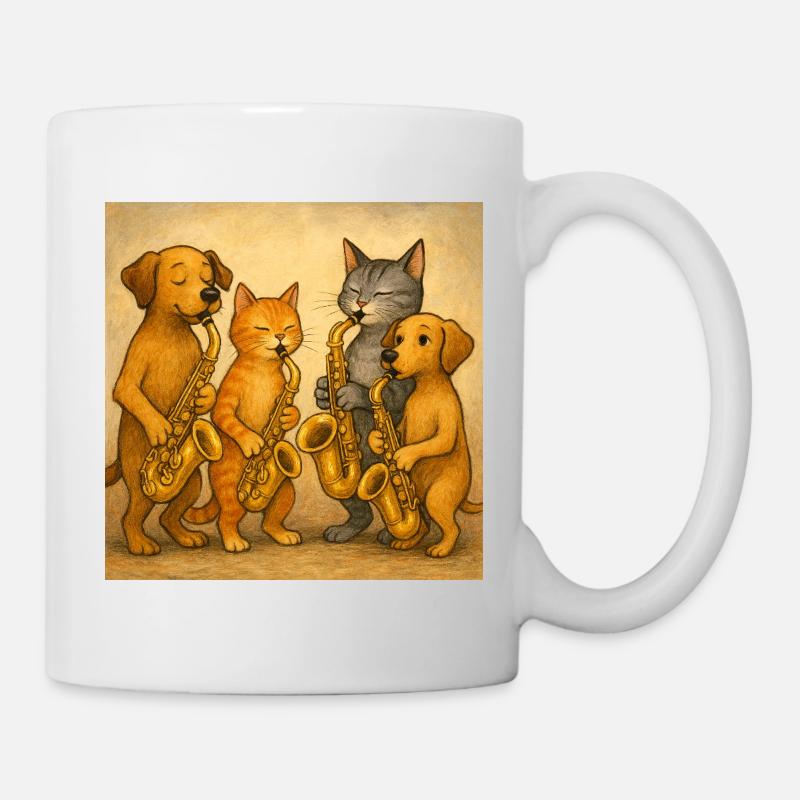Illustration de groupe de jazz animal ludique - Mug blanc - blanc