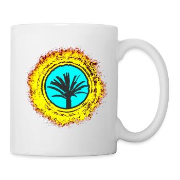 Palm trees illustration with color explosion Mallorca - Mug - white - Right