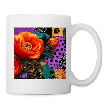 Helle Blumen auf abstraktem Hintergrund - Tasse - Weiß - Rechts