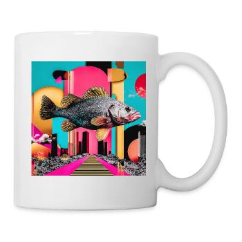 Poisson flottant, collage créatif - Mug blanc - blanc - Droite