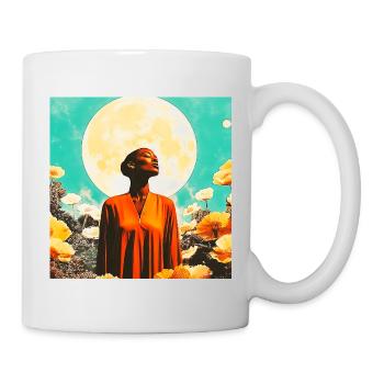 Porträt von Mond, Frau und verzauberten Blumen - Tasse - Weiß - Rechts