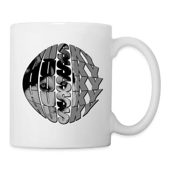 Visage de loup dans un design de globe - Mug blanc - blanc - Droite