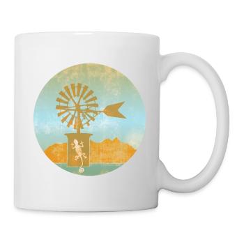 Moulin à vent avec gecko Illustration Majorque - Mug blanc - blanc - Droite