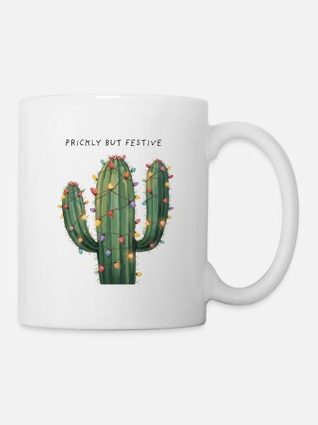 Großer Weihnachtskaktus – Prickly but Festive - Tasse - Weiß