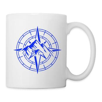 Abenteuerliche Kompass- und Berg-Motiv - Tasse - Weiß - Rechts