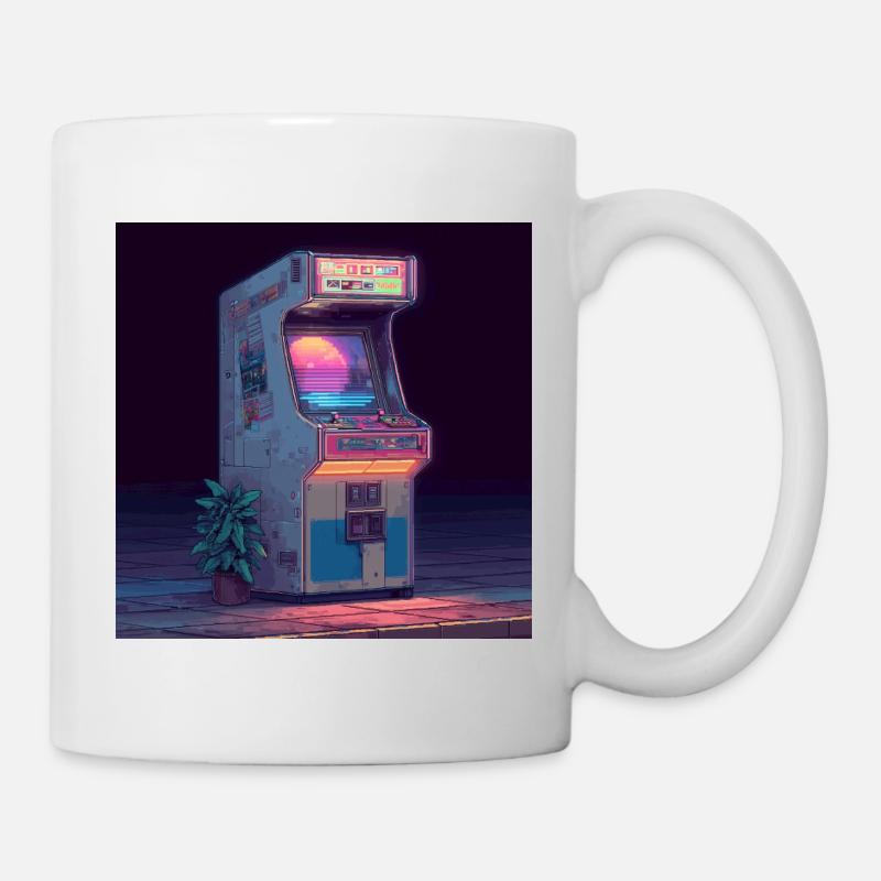 Machine d’arcade rétro – Neon Gaming Vibes - Mug blanc - blanc