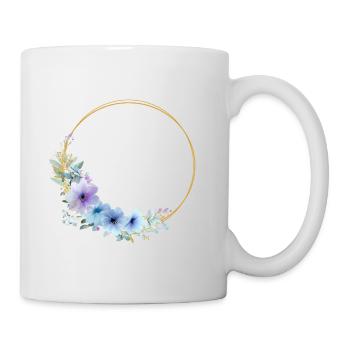 Couronne florale bleue, dorée, verte, personnalisable - Mug blanc - blanc - Droite