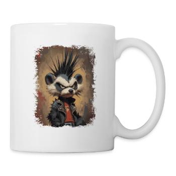 Lustiger Punkrock Waschbär - Tasse - Weiß - Rechts