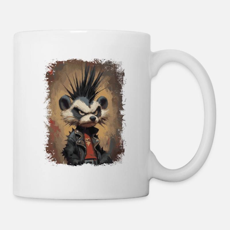 Lustiger Punkrock Waschbär - Tasse - Weiß