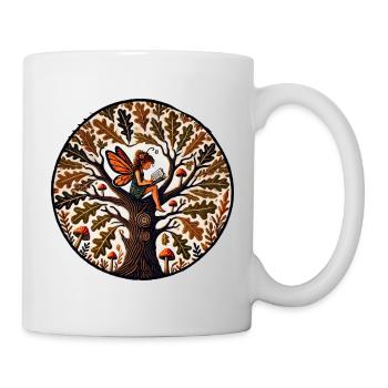 Lecture de fées dans la forêt enchantée - Mug blanc - blanc - Droite