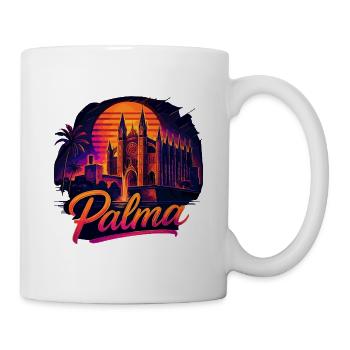 Night view of Palma Cathedral Mallorca - Mug - white - Right