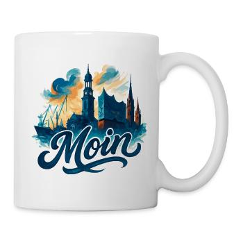 Hamburg Moin Stadt Silhouette maritim Geschenk - Tasse - Weiß - Rechts
